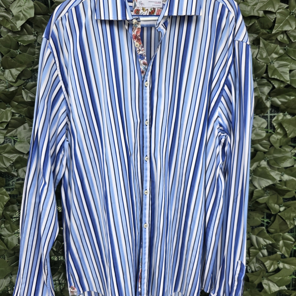 Poggianti 1958 Long Sleeve Button Up Striped Shirt